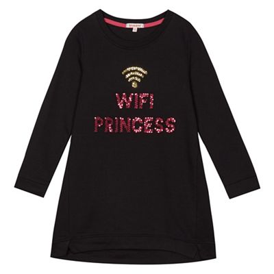 Girls' black sequinned 'Wifi princess' dress